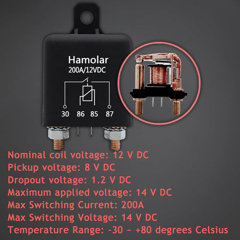 2 Pack 12V 200 Amp Continuous Duty Relay Switch Car Starter Heavy Duty Split Charge 4 Terminal SPST Relays for Truck Boat Marine...