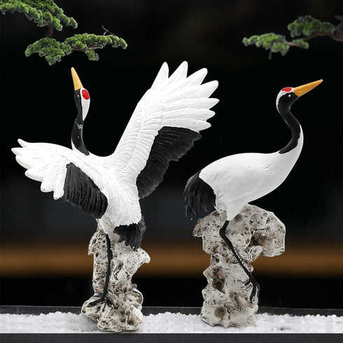 2-Pack Miniature Garden Crane Statues, Bird Art Bonsai Decor Garden Fairy Sculptures Crane...