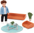 Lori – Mini Boy Doll & Toy Living Room Furniture – 6-inch Boy Doll & Dollhouse Accessories – Sofa, Armchair, Coffee Table, Rug, Plants – Play Set ...