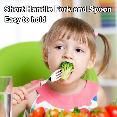 12 Pieces Toddler Utensils,Stainless Steel Baby Forks and Spoons Silverware Set,Kids Silverware Set Children's Cutlery Set with Round Handle,Toddl...