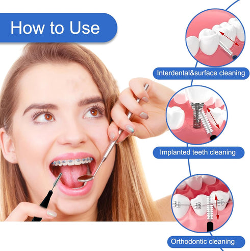 100PCS Interdental Brushes 2 Sizes, 360° Bendable Soft Bristles Braces Brush Dental Brushes Between Teeth Gum Interdental Brushes for Gum Braces O...