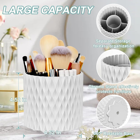 WAFJAMF Makeup Brush Holder 360 Rotating Cosmetics Holders Storage Cup for Vanity Desktop Bathroom Countertop 5 Slot Makeup Brushes Container - Cl...
