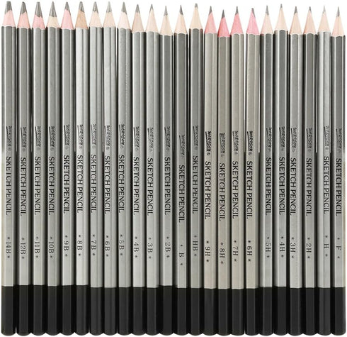 Walfront Sketching and Drawing Pencils Set 24pcs 9H-14B Professional Sketch Graphite Pencils Set Art Pencils Sketching Pencil for Drawing and Shad...