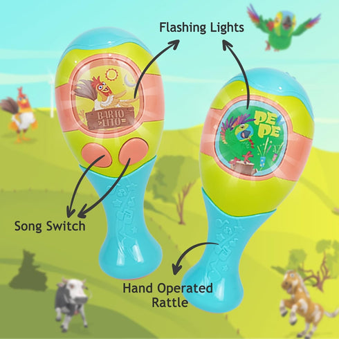 La Granja De Zenon newborn toys Bartolito maracas for kids with Electric,Egg Shakers maracas and Baby Rattles 0-6 months,Musical Instrument for Pa...