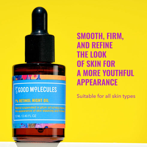 Good Molecules 1% Retinol Night Oil 12ml/0.40oz - Facial Oil With Retinol, Plum and Rosehip Seed Oil - Anti-Aging Hydrating Skincare For Face...