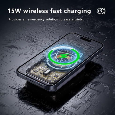 Magnetic Wireless Charging Power Bank,15W Ultra-Fast MagSafe-Compatible Portable Charger(iPhone 15/14/13/12/11/X), 5000mAh Capacity,PD 20W (Silver...