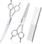 Dog Grooming Scissors with Safety Rounded Tips, Professional 4 in 1 Pet Grooming Scissors Kit with Curved Dog Scissors for Grooming, Chunker Shear...