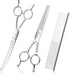 Dog Grooming Scissors with Safety Rounded Tips, Professional 4 in 1 Pet Grooming Scissors Kit with Curved Dog Scissors for Grooming, Chunker Shear...