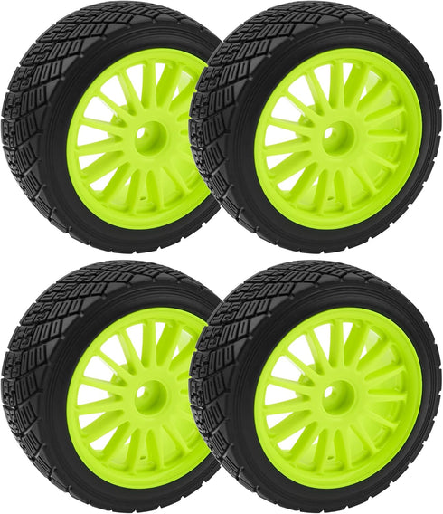 80mm/3.14" Rubber Tires & Plastic Wheel Rims 2.2 Inch 12mm Hex Hub Compatible with 1/10 HPI WR8 Off-Road Rally 1/14 WLtoys 124019 144001 1/16 Redc...
