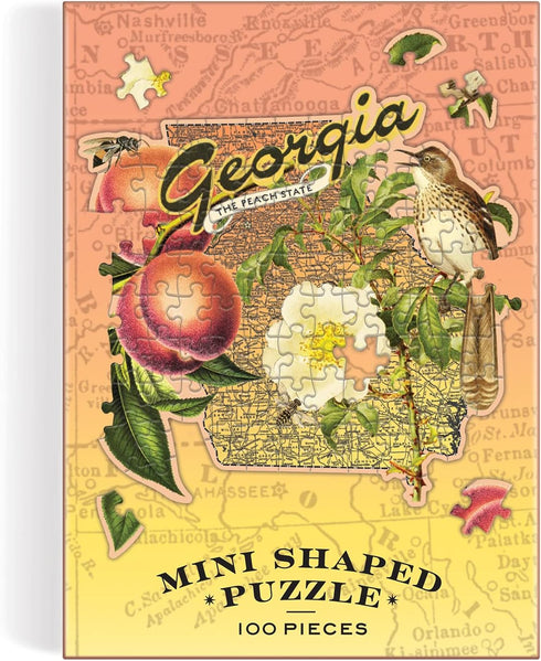 Galison Georgia Mini Shaped Puzzle - 100 Jigsaw Pieces Featuring Art by Bestselling Artist Wendy Gold, Die-cut Mini Shaped Puzzle, Makes a Great G...