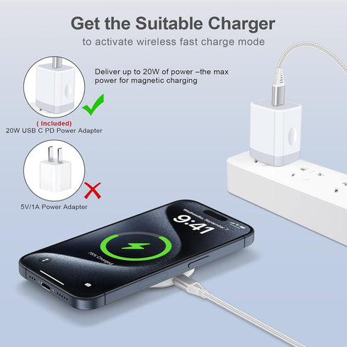 Mag-Safe Wireless Charger Pad Fast Charging for Samsung Galaxy S24/S23+/S22/S21,15W Magnetic Wireless Charger Mat Stand with PD 20W USB C Charger ...