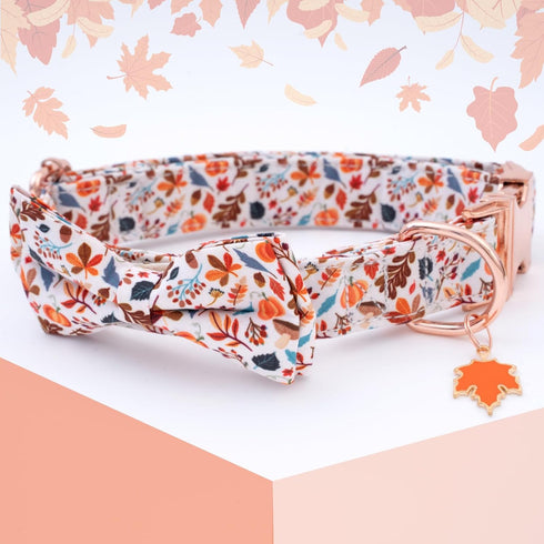 Faygarsle Bow Tie Halloween Fall Dog Collar for Small Medium Large Dogs Fashionable Cute Collars for Male Female Dog Cotton Collar with Metal Buck...