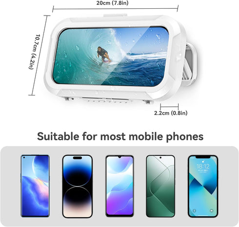 Shower Phone Holder Waterproof, 480° Rotating Adjustable Shower Phone Holder, Fog-Proof Wall Phone Holder Mount, Phone Holder for Shower with HD T...
