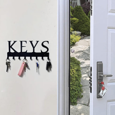 HappyHapi Key Holder Wall Mount, Metal Key Holder for Wall Decorative with 8 Key Hooks, Key Organizer Rack Hanger for Home, Entryway, Front Door, ...