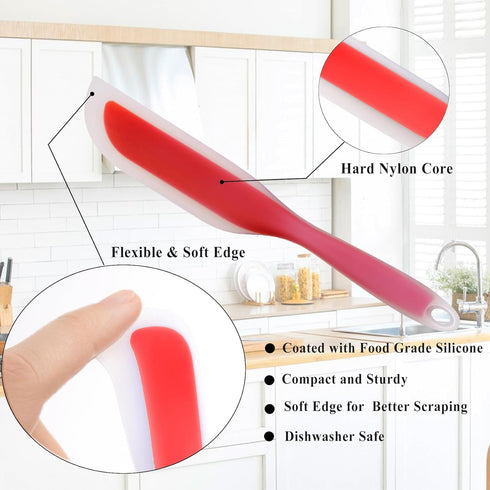 Nonstick Silicone Knife Shaped Flexible Kitchen Spatula Scraper Turner,Kitchen Cooking Utensils With Nylon Core (Red&Green)...