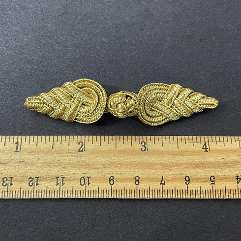 4-Sets 3-1/4" Vintage Fabric Frogs Closure, Chinese Frog Closure, Braided Frog, TR-12247 (Gold)...