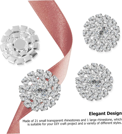 EXCEART 12 Pcs Rhinestone Buckle Sew-on Clothing Buttons Rhinestone Button Embellishment Bulk Buttons Bridal Rhinestone Applique Silver Rhinestone...
