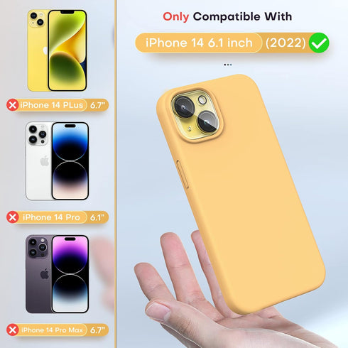 TOCOL 5 in 1 for iPhone 14 Case, with 2 Pack Screen Protector + 2 Pack Camera Lens Protector, Liquid Silicone Phone Case for iPhone 14, Orange......