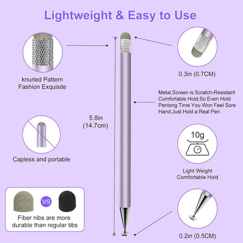 Stylus Pen for Touchscreen,2in1 High Precision Sensitivity Stylus, Suitable for iPhone/Ipad/Android Stylus for Ipad,Compatible with All Touch(Silv...