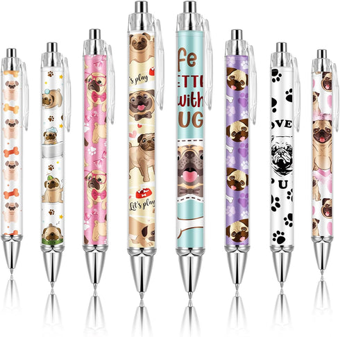 8 Pcs Ballpoint Pens for Women and Girls 1.00 mm Cute Writing Pens Black Ink Fancy Pens Fine Point Smooth Writing Pens for Journaling, Aesthetic S...