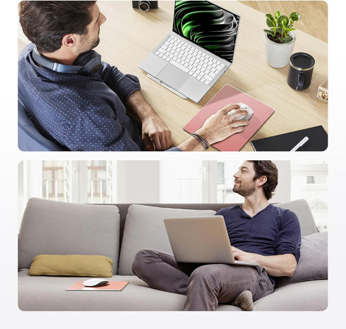 HONKID Metal Aluminum Mouse Pad Pink, Office and Gaming Thin Hard Mouse Mat Double Sided Waterproof Fast and Accurate Control Mousepad for Laptop,...