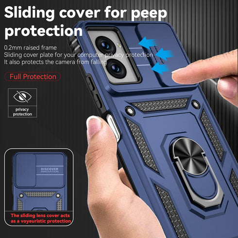 for Motorola Moto G Power 5G 2024 Case with Camera Lens Cover HD Screen Protector, Dual Layer Military-Grade Drop Tested Magnetic Ring Holder Kick...