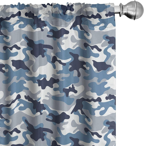 Ambesonne Camouflage Window Curtains, Illustration Abstract Soft Colors Pattern Surreal Shapes Design Art, Lightweight Decor 2-Panel Set with Rod ...