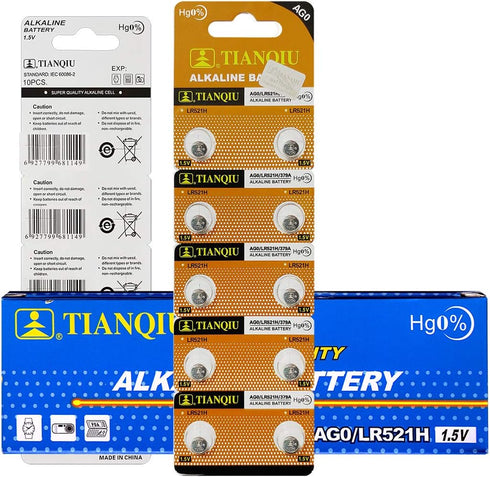 Tianqiu 10PCS Ag0 Lr521 379 Sr521Sw Alkaline Battery...