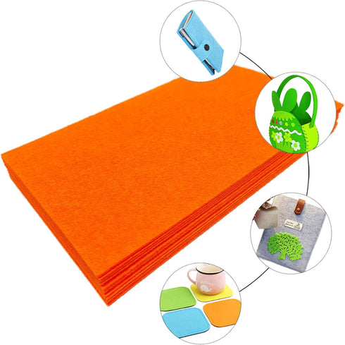 Jtnohx Stiff Craft Felt Sheets, 2mm Thick Felt Fabric for Crafts, 12pcs 7 x 11.3 inch Color Felt Squares for Sewing (Orange)...