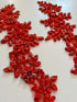 1 Pair Rhinestones Lace Applique Accessories Handsewing Glass Beads Stones Trim Patches for DIY Girl Wedding Dress Decorations (Red)...