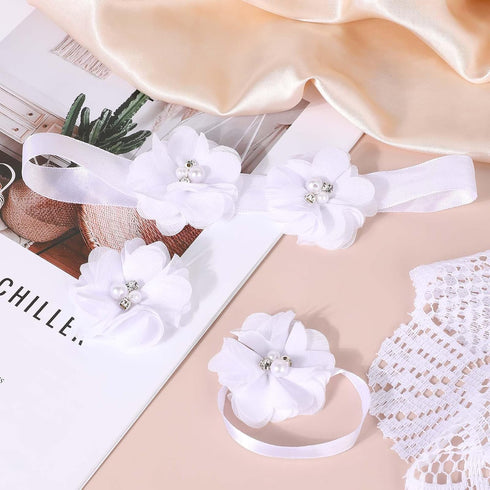 30 PCS Flower Appliques, Rhinestone Flowers for Graduation Cap Chiffon Fbric Pearl Craft Chiffon Supplies Lace Sewing Fabric Appliques for Clothin...