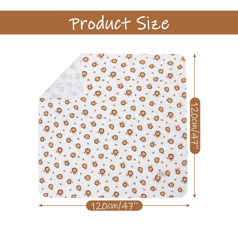 Miracle Baby Swaddle Blanket and Hat Set Newborn Swaddle Wrap Soft Stretchy Receiving Blanket for Baby Boys Girls, Large 47 x 47 inches (Lion)...