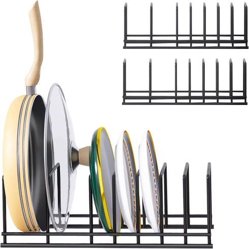 Cutting Board Organizer, 2 Pack Pot Lid Organizer, Kitchen Rack for Plates, Bakeware, Pots & Pans Serving Trays, Reusable Containers in Cabinet Pa...