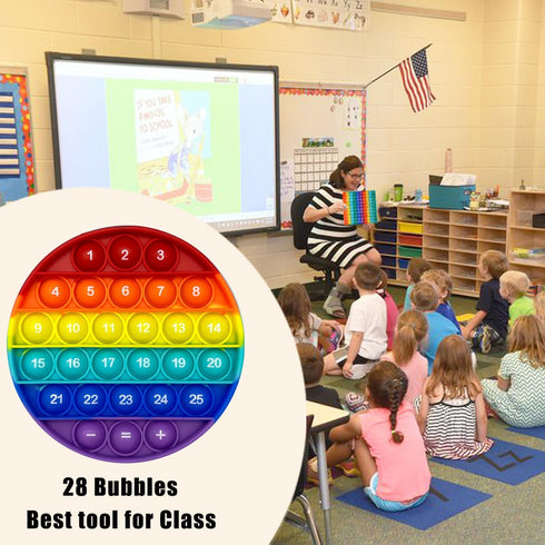 Rainbow Circle Shaped Pop Bubble Fidget Toy with Letters and Numbers, Xmas Gift Sensory Toy with Alphabets Kids Birthday Party Classroom Prize Str...