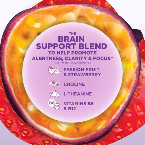 The Secret Nature of Fruit Focus Chews, Real Fruit Powered Vitamin Chews with Vitamins B6 & B12, Choline, L-Theanine, Passion Fruit & Strawberry f...