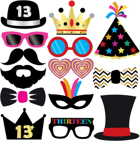 13th Birthday Photo Booth Party Props - 40 Pieces - Funny Official Teenager Birthday Party Supplies, Decorations and Favors...