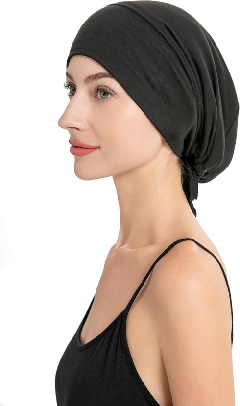 ZLYC Satin Lined Hijab Cap for Women Tie Back Hijab Undercap Inner Underscarf Hat...