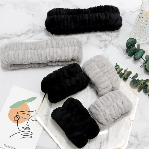 6Pcs Spa Headbands and Wrist Washbands Set, Headbands for Washing Face Towel Wristbands Make Up Headbands, Microfiber Hair Band Skincare Headbands...
