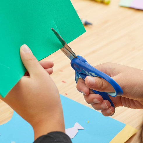 Fiskars 5" SoftGrip Pointed-Tip Scissors for Kids Ages 4-7 - Scissors for School or Crafting - Back to School Supplies - Blue Lightning...