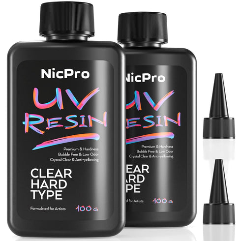 Nicpro UV Resin 200g, 2 PCS Crystal Clear UV Glue Hard, High Viscosity & Quick Curing UV Epoxy Resin Kit for Jewelry Making, Craft, Doming, Coatin...