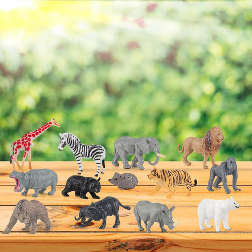 Wildlife Animal Model Toy Playsets 13 PCS Realistic Animal Figure Toys Lion Elephant Rhinoceros Hippo Desktop Decoration Collection Party Favors T...