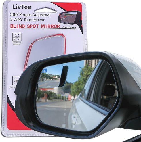 LivTee Blind Spot Mirror?Rhombus Shaped HD Glass Frameless Convex Rear View Mirror with wide angle Adjustable Stick for Cars SUV and Trucks, Pack ...