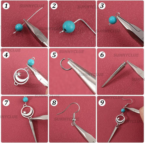 SUNNYCLUE 1 Box DIY 10 Pairs Bohemian Style Moon Charms Sun Star Charm Women Dangle Earrings Making Kit Antique Silver Chandelier Connector Charm ...