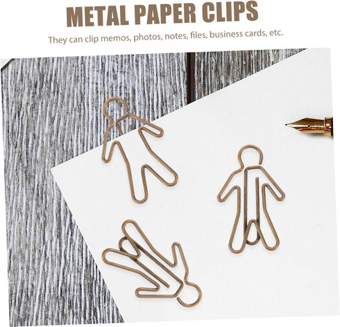 20pcs Office Paper Clip Human Shaped Paper Clips Funny Paper Clip Funny Bookmark File Paper Clips Lovely Paper Clips Christmas Bookmarks Metal Pap...