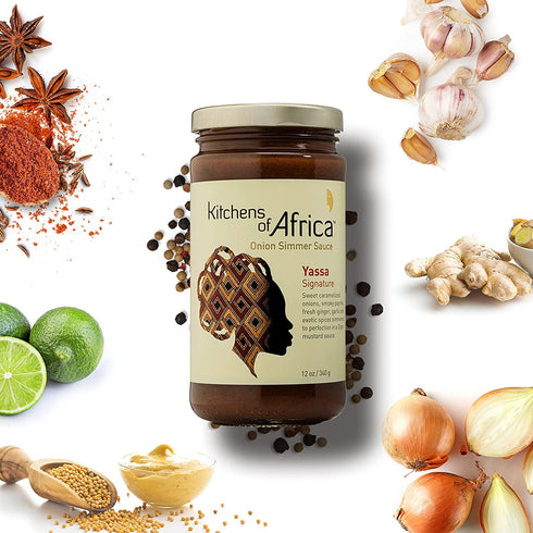 Kitchens of Africa Yassa Signature Onion Sauce (12 oz Jar) African Simmer Sauce with Caramelized Onions, Dijon Mustard, Exotic Spice Blend and Lim...