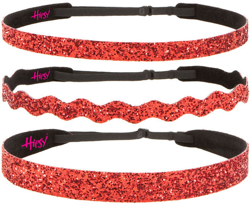 Hipsy Women's Adjustable NO SLIP Bling Glitter Headband Mixed Pack (Red 3pk)...