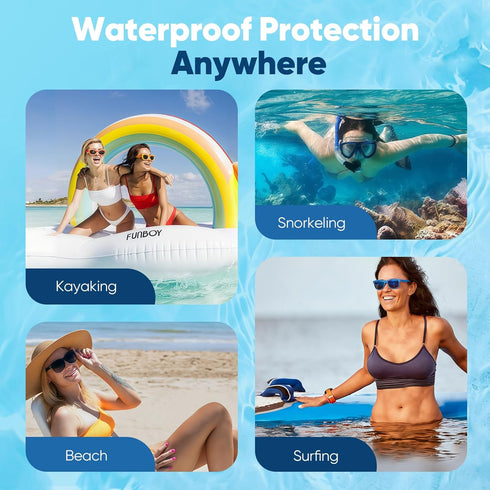 Waterproof Phone Pouch (2-Pack), BG02 IPX8 Double Storage Lanyard Waterproof Phone Case Compatible with iPhone 15 Pro Max, Samsung Galaxy S23 Ultr...