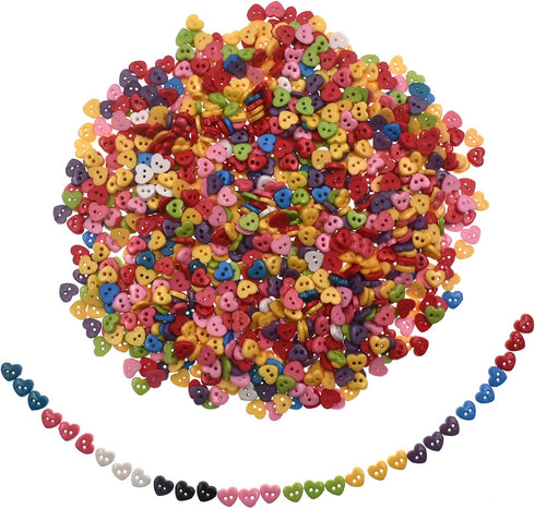6mm 100Pcs Heart Shape Mixed Color Mini Buttons for DIY Handmade Craft Art Sewing Doll Cloth Buttons...