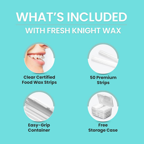 Braces Wax White 10 Pack. Dental Wax for Braces & Aligners, Unscented & Flavorless - 50 Premium Orthodontic Strips Food Grade Fresh Knight...