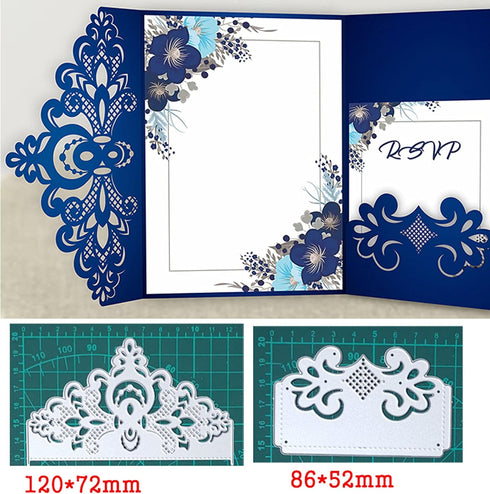Adies 2pcs Lace Flower Metal Die Cuts ,Wedding Greeting Crad Frame Border Cutting Dies Cut Template Stencils for DIY Scrapbooking Album Decorative...